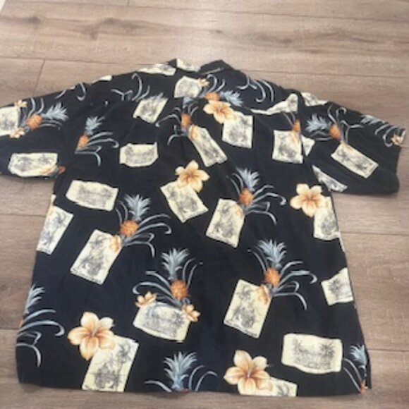 Jamaica Jaxx Silk Hawaiian Shirt Mens XL Black Button Up Short Sleeve EUC - Picture 8 of 10